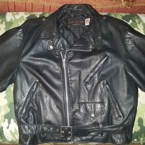 Mens black leather jacket by Schott N.Y.C